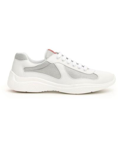 Prada America's Cup Patent Leather Patchwork Trainers - White
