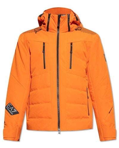 EA7 Ski Jacket With Logo, - Orange