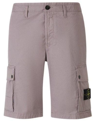 Stone Island Compass-patch Knee-length Cargo Shorts - Gray