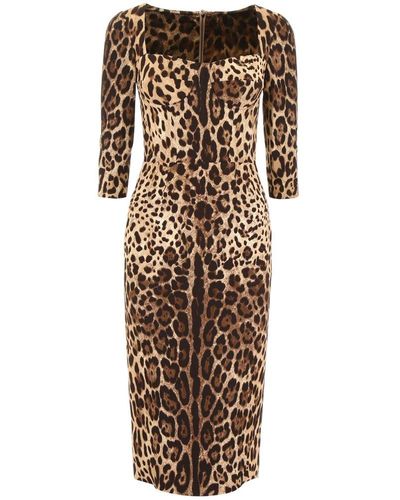 Dolce & Gabbana Leopard Printed Dress - Natural
