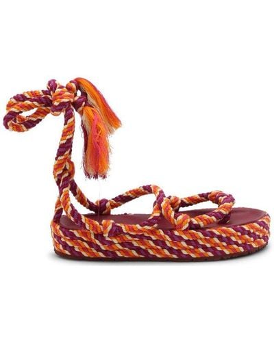 Isabel Marant Erol Tasseled Round Toe Rope Sandals - Red