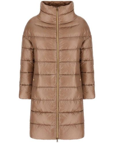 Herno Quilted Down Long Jacket - Brown