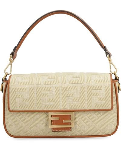 Fendi All-over Ff Motif Embellished Baguette Tote Bag - Brown