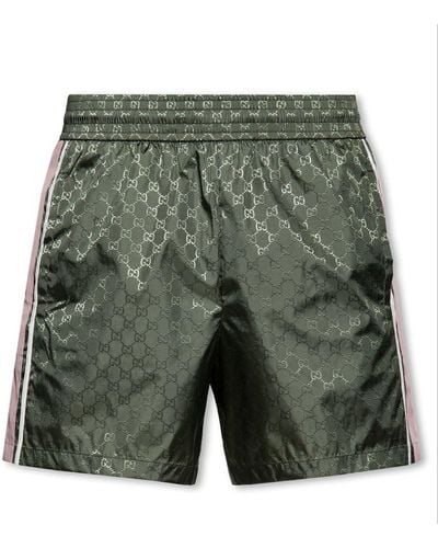 Gucci Monogrammed Elastic Waistband Swimming Shorts - Green