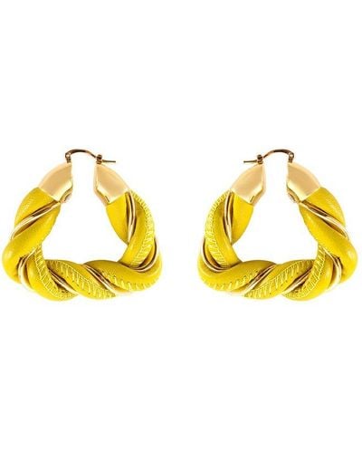 Bottega Veneta Woven Hoop Earrings - Yellow