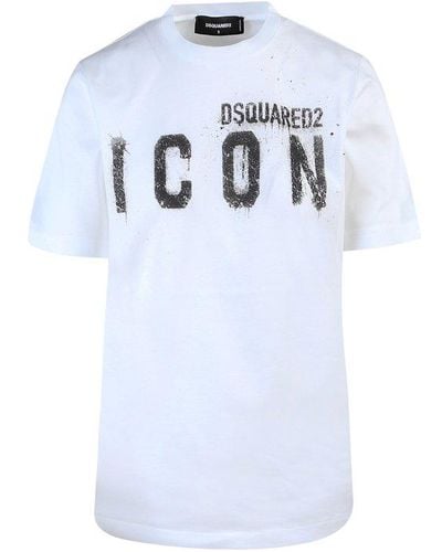 DSquared² Spray Logo Printed T-shirt - White