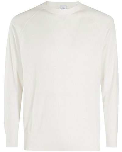 Aspesi Long-sleeved Crewneck Pullover - White