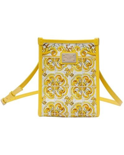 Dolce & Gabbana Majolica Printed Shoulder Bag - Yellow