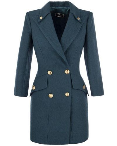 Elisabetta Franchi Double Breasted Coat Dress - Blue