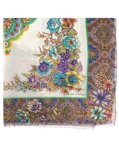 Etro Floral-printed Rectangle Shape Scarf - Multicolor