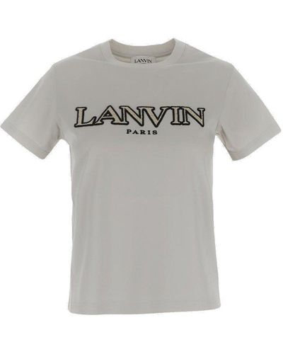 Lanvin Logo Embroidered Crewneck T-shirt - Gray