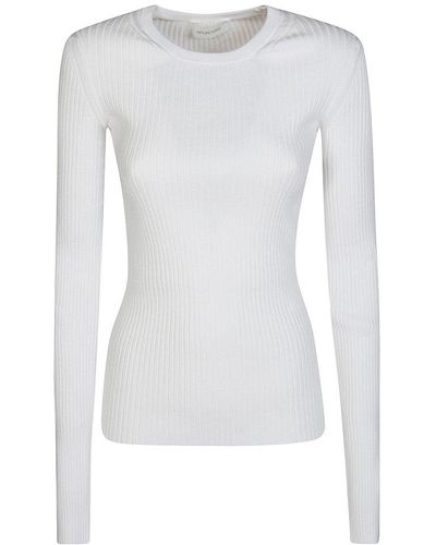 Sportmax Crewneck Ribbed-knit Sweater - White