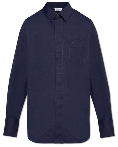 Ferragamo Logo-embroidered Shirt, - Blue