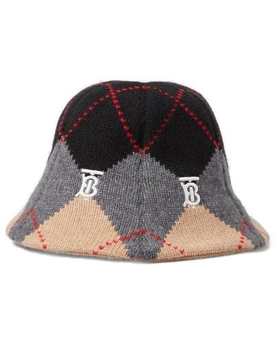 Burberry Argyle Intarsia Bucket Hat - Black
