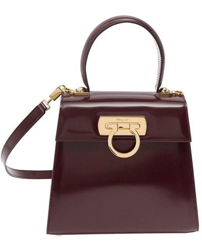 Ferragamo Handbag With Gancini Detail - Purple