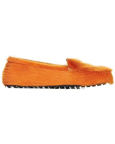 Marni Fluffy Slip-on Flat Shoes - Orange