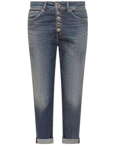 Dondup High-waist Button-fly Cropped Jeans - Blue