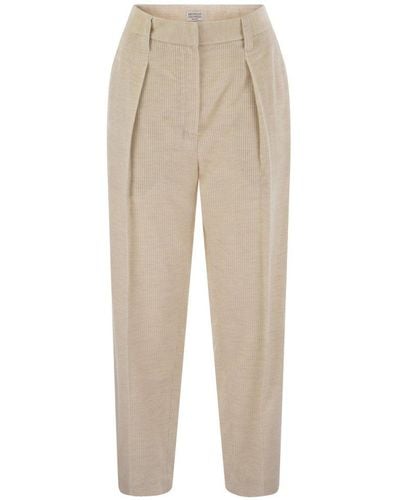 Brunello Cucinelli Monili-embellished Tailored Trousers - Natural