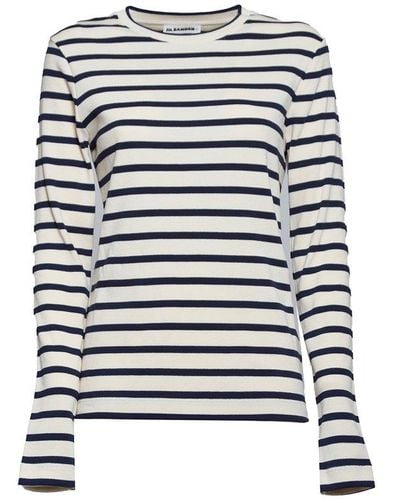 Jil Sander + Striped Long-sleeved T-shirt - White