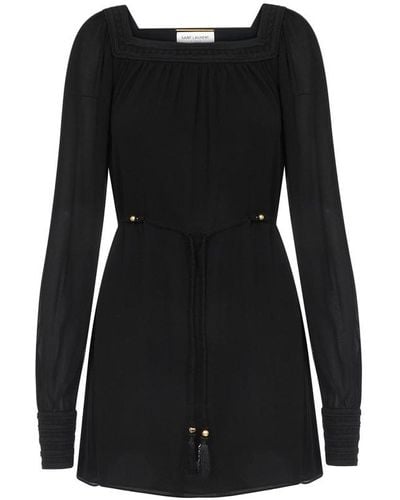 Saint Laurent Long Sleeved Dress - Black