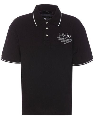 Amiri Logo Embroidered Polo Shirt - Black