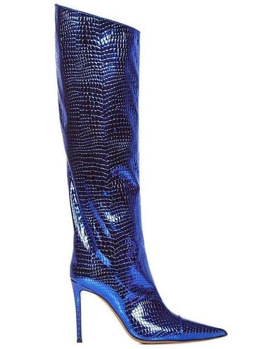 Alexandre Vauthier Iridescent Embossed Boots - Blue