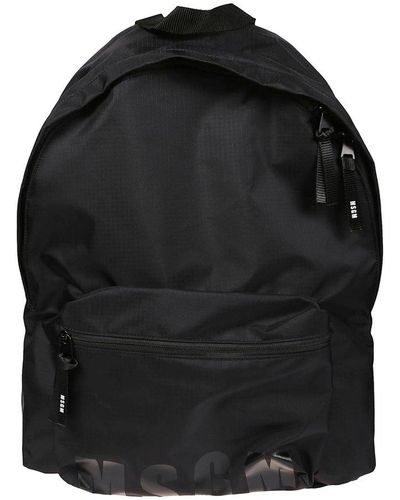 MSGM Logo Printed Zip Around Backpack - Black