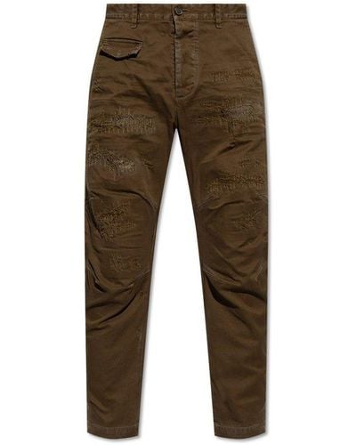 DSquared² Mid-rise Distressed Sim-cut Trousers - Brown