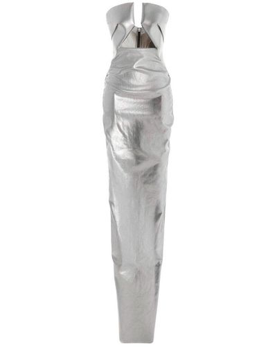 Rick Owens Prong Metallic Strapless Gown