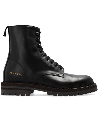 Common Projects Lace-up Side-zipped Combat Boots - Black