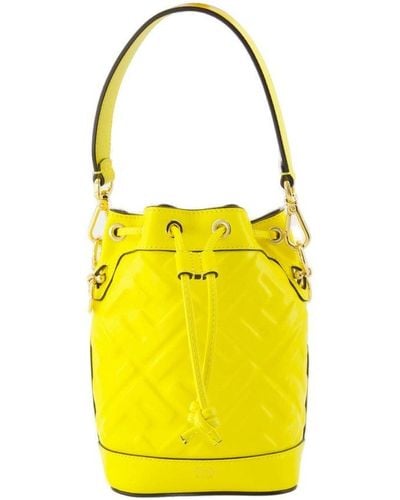 Fendi Mon Tresor Ff-motif Bucket Bag - Yellow