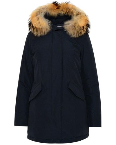 Woolrich Fur-trimmed Hooded Padded Coat - Blue