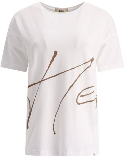 Herno T Shirt With 3 D Print - Natural