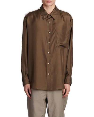 Lemaire Buttoned Long-sleeved Shirt - Brown