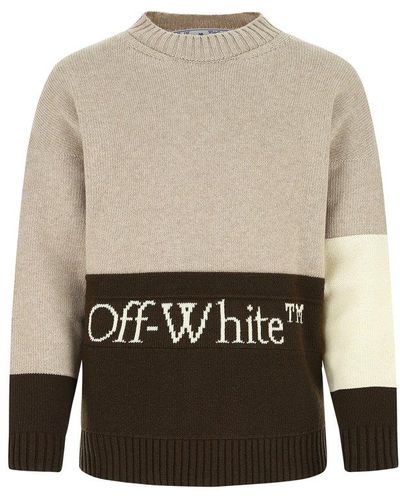 Off-White c/o Virgil Abloh Logo Intarsia-knit Crewneck Sweater - Multicolor