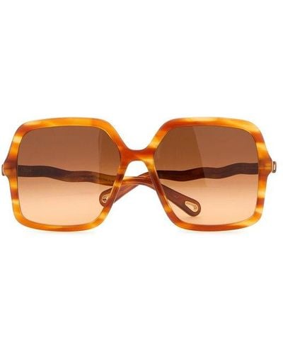 Chloé Rectangular Frame Sunglasses - Orange