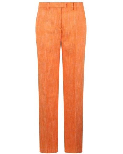 Etro Slub-texture Straight-leg Tailored Pants - Orange