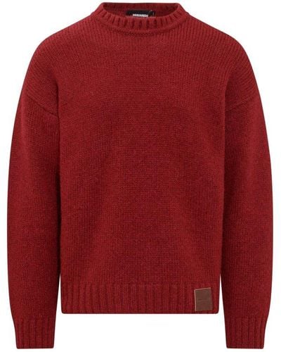 DSquared² Logo-patch Crewneck Sweater - Red