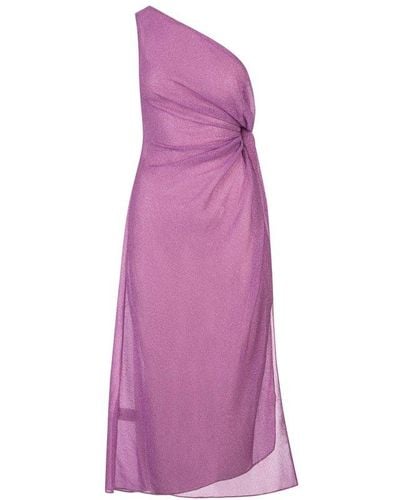 Oséree Wisteria Lumiere One-Shoulder Midi Dress - Purple