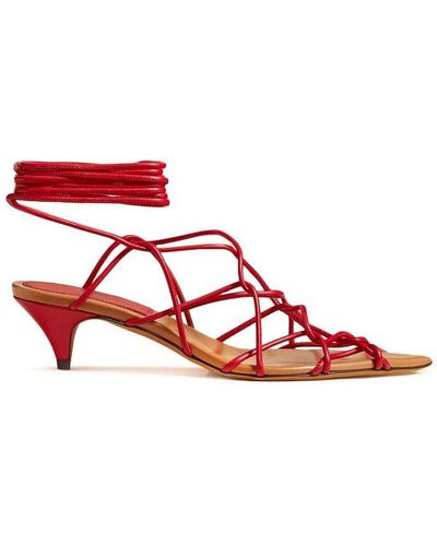 Khaite The Arden Pointed Toe Heeled Sandals - Red
