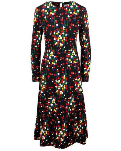Saint Laurent Printed Flared Dress - Multicolour