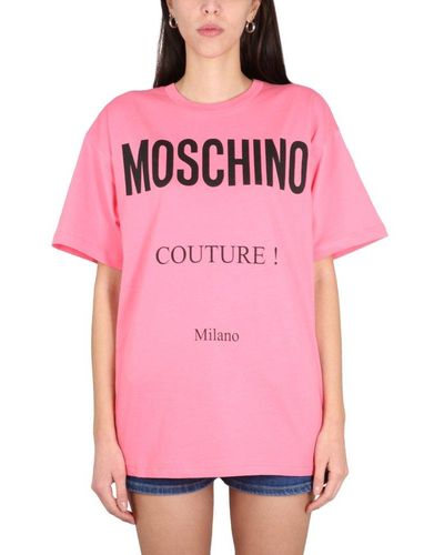 Moschino T-shirt With Maxi Logo - Pink