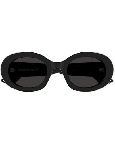 Alexander McQueen Round Frame Sunglasses - Black