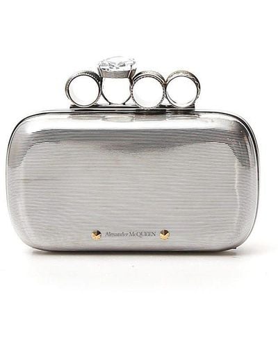 Alexander McQueen Embellished Ring Clutch Bag - Grey