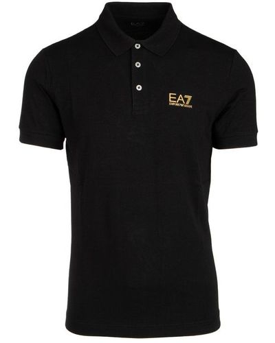 EA7 Logo Printed Polo Shirt - Black