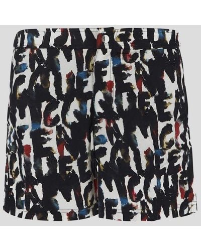 Alexander McQueen Graffiti-printed Above-knee Swim Shorts - Black
