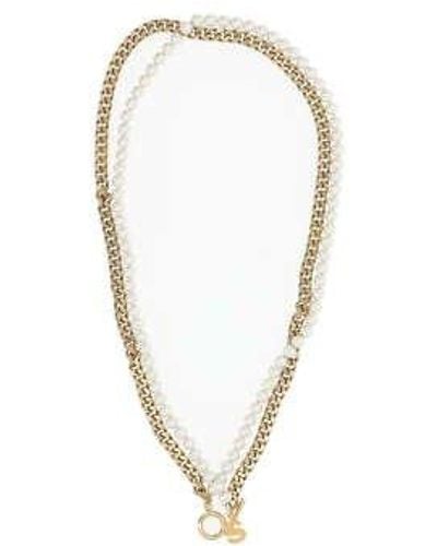 Sacai Pearl Chain Long Necklace - Metallic