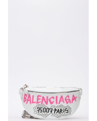 Balenciaga Logo Graffiti Belt Bag - White