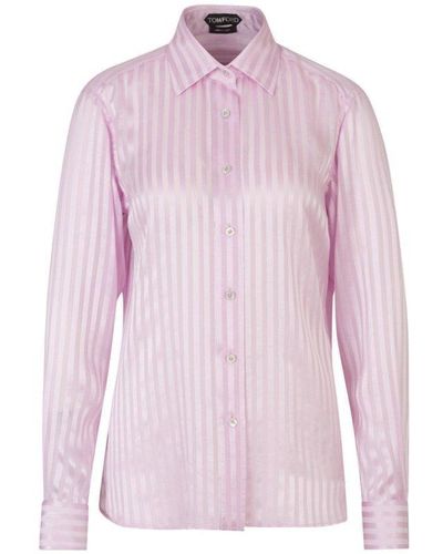 Tom Ford Striped Long-sleeved Shirt - Pink