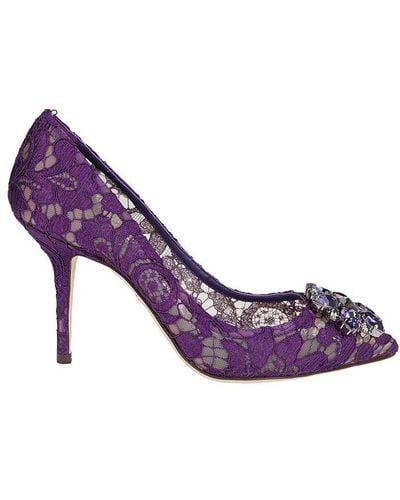 Dolce & Gabbana Taormina Lace Embellished Pumps - Purple
